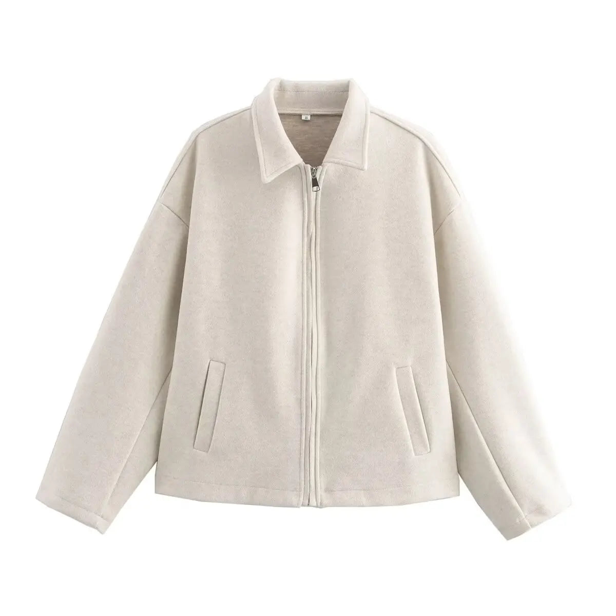 Woolen Jacket Women - Brown Zipper Lapel Short Coat | Elegant Vintage Outerwear - ZOOMNSTORE