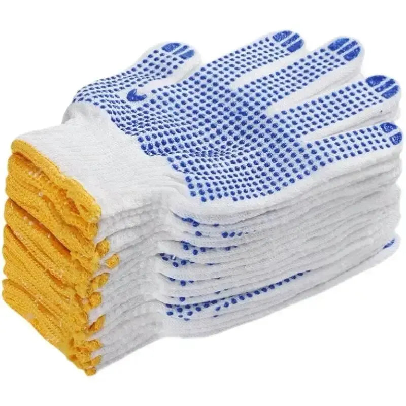 Work Gloves Anti Slip - 12 Pairs PVC Dotted Cotton Safety Gloves for Industrial Use - ZOOMNSTORE
