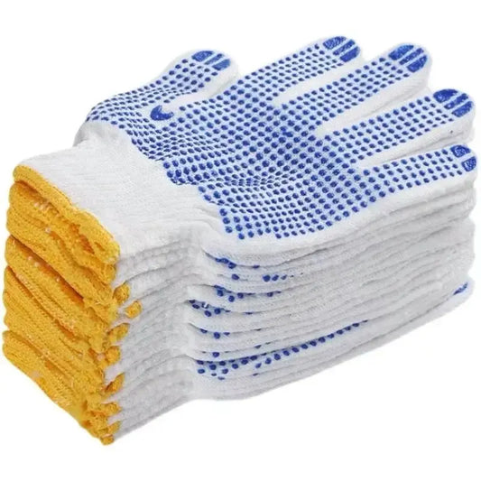 Work Gloves Anti Slip - 12 Pairs PVC Dotted Cotton Safety Gloves for Industrial Use - ZOOMNSTORE