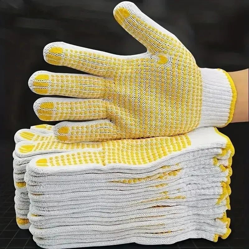 Work Gloves Anti Slip - 12 Pairs PVC Dotted Cotton Safety Gloves for Industrial Use - ZOOMNSTORE