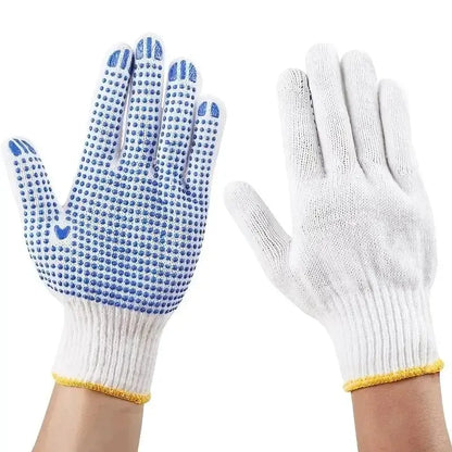 Work Gloves Anti Slip - 12 Pairs PVC Dotted Cotton Safety Gloves for Industrial Use - ZOOMNSTORE