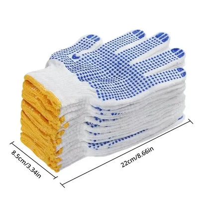 Work Gloves Anti Slip - 12 Pairs PVC Dotted Cotton Safety Gloves for Industrial Use - ZOOMNSTORE