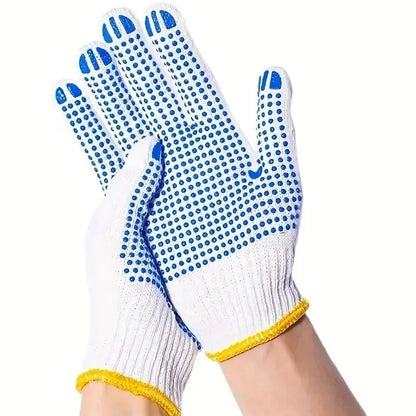 Work Gloves Anti Slip - 12 Pairs PVC Dotted Cotton Safety Gloves for Industrial Use - ZOOMNSTORE