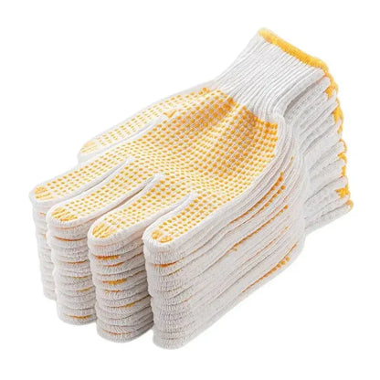 Work Gloves Anti Slip - 12 Pairs PVC Dotted Cotton Safety Gloves for Industrial Use - ZOOMNSTORE