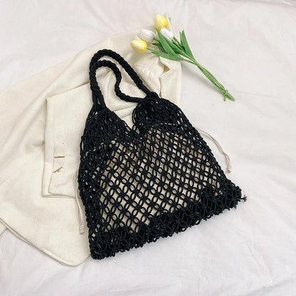 Handmade Woven Beach Bag - Boho Knitted Tote for Women - ZOOMNSTORE