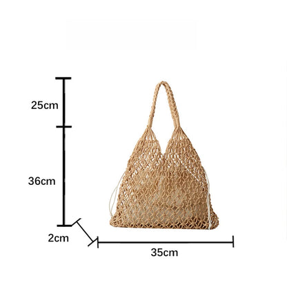 Handmade Woven Beach Bag - Boho Knitted Tote for Women - ZOOMNSTORE