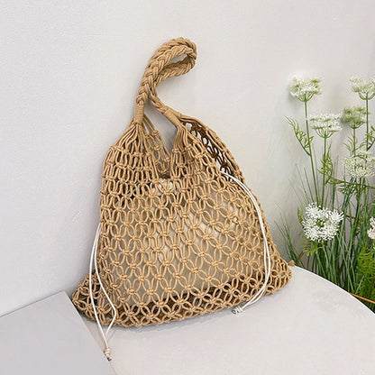 Handmade Woven Beach Bag - Boho Knitted Tote for Women - ZOOMNSTORE