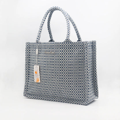 Woven Plaid Handbag - Eco-Friendly Womens Shoulder Satchel Classic Large Capacity - ZOOMNSTORE