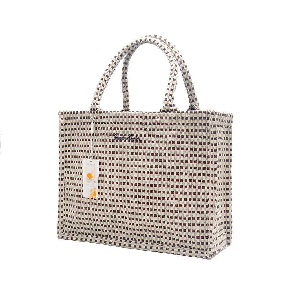 Woven Plaid Handbag - Eco-Friendly Womens Shoulder Satchel Classic Large Capacity - ZOOMNSTORE