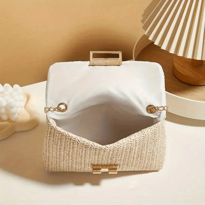 Woven Straw Shoulder Bag - Women's Multi-Functional Crossbody Purse With Removable Strap - ZOOMNSTORE