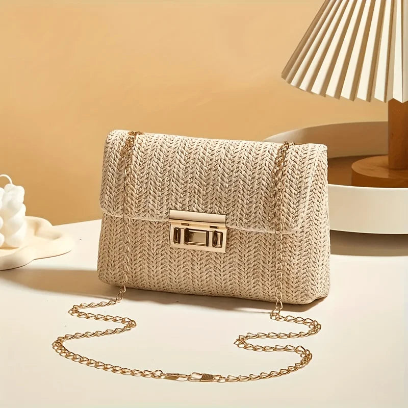 Woven Straw Shoulder Bag - Women's Multi-Functional Crossbody Purse With Removable Strap - ZOOMNSTORE