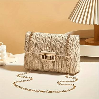 Woven Straw Shoulder Bag - Women's Multi-Functional Crossbody Purse With Removable Strap - ZOOMNSTORE