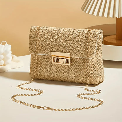Woven Straw Shoulder Bag - Women's Multi-Functional Crossbody Purse With Removable Strap - ZOOMNSTORE