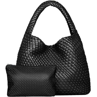 Large Woven Tote Bag for Women - Soft Leather Shoulder Handbag for Work  Travel - ZOOMNSTORE