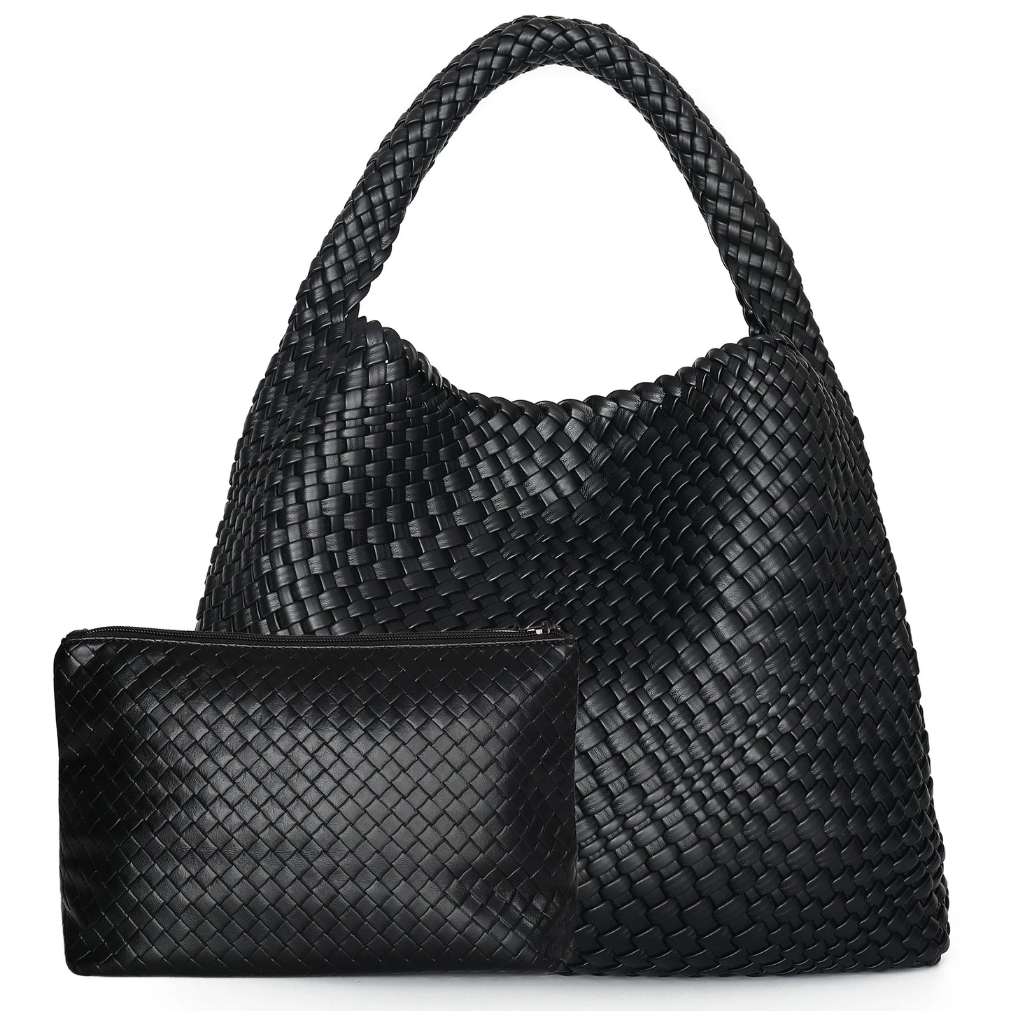 Large Woven Tote Bag for Women - Soft Leather Shoulder Handbag for Work  Travel - ZOOMNSTORE