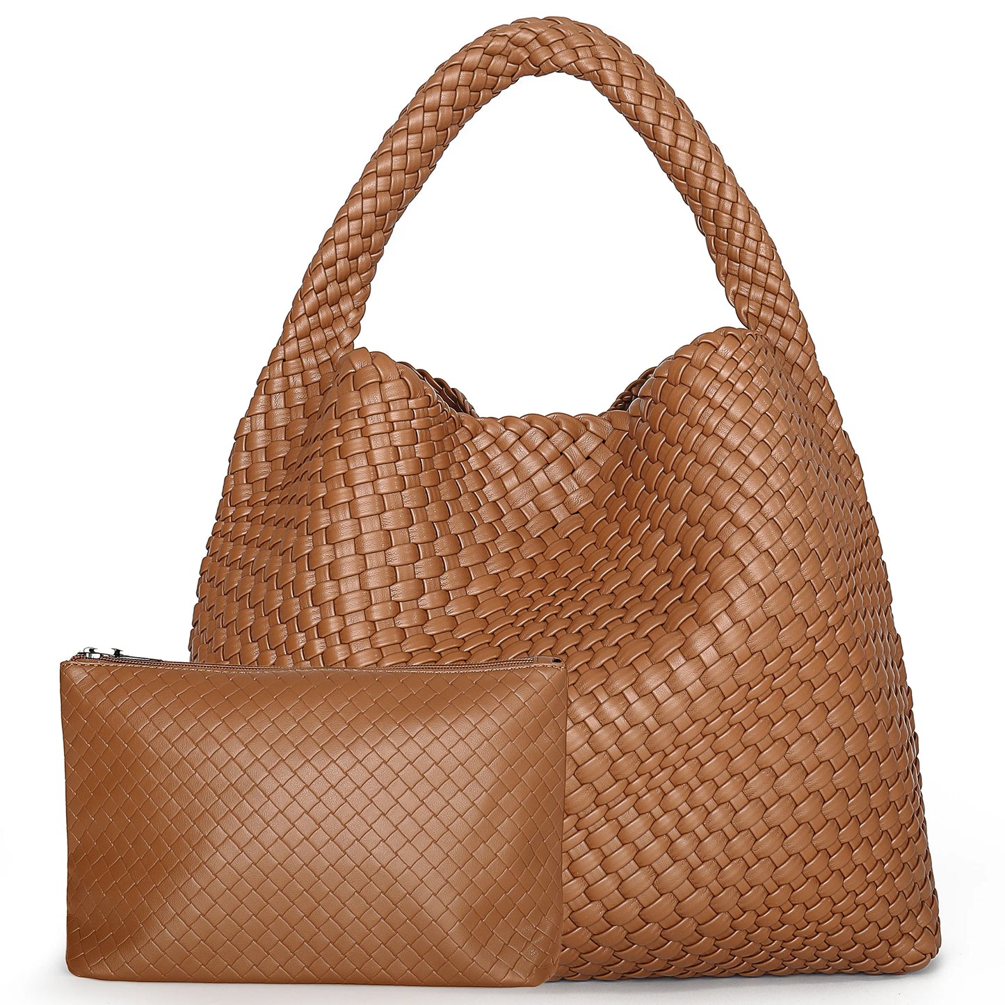Large Woven Tote Bag for Women - Soft Leather Shoulder Handbag for Work  Travel - ZOOMNSTORE