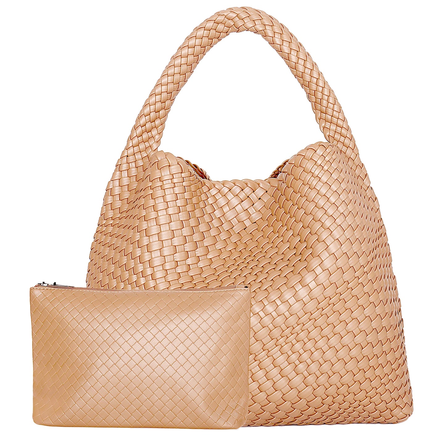 Large Woven Tote Bag for Women - Soft Leather Shoulder Handbag for Work  Travel - ZOOMNSTORE