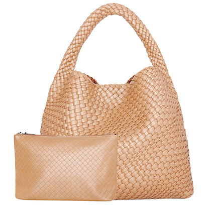 Large Woven Tote Bag for Women - Soft Leather Shoulder Handbag for Work  Travel - ZOOMNSTORE