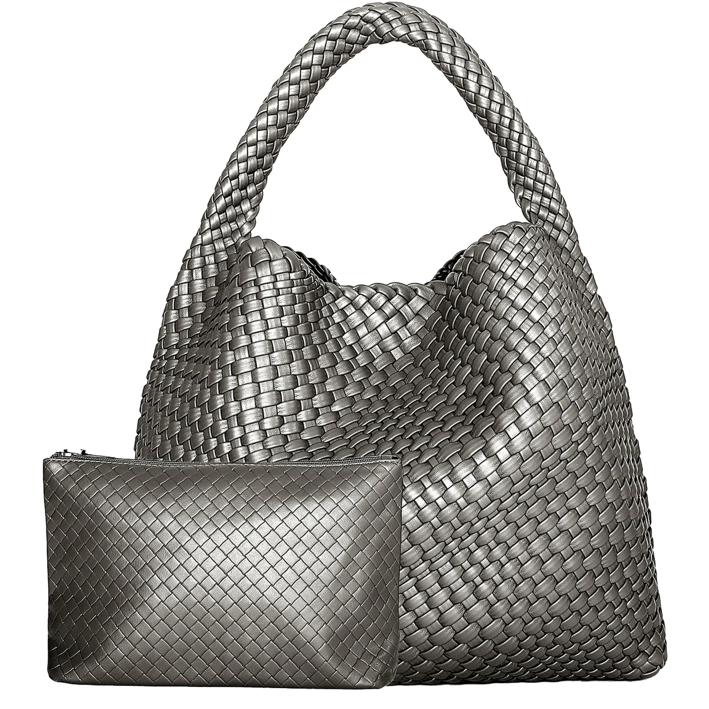 Large Woven Tote Bag for Women - Soft Leather Shoulder Handbag for Work  Travel - ZOOMNSTORE