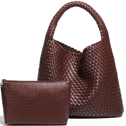 Large Woven Tote Bag for Women - Soft Leather Shoulder Handbag for Work  Travel - ZOOMNSTORE