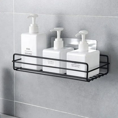 Wrought Iron Bathroom Shelf - Wall-Mounted Shower Gel Storage Rack - ZOOMNSTORE