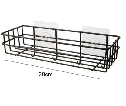 Wrought Iron Bathroom Shelf - Wall-Mounted Shower Gel Storage Rack - ZOOMNSTORE