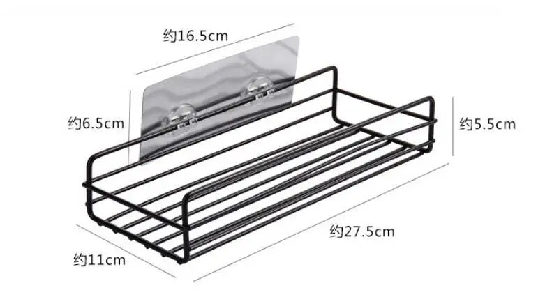 Wrought Iron Bathroom Shelf - Wall-Mounted Shower Gel Storage Rack - ZOOMNSTORE