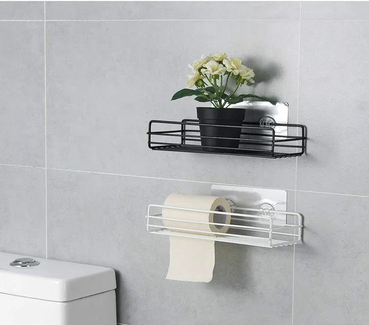 Wrought Iron Bathroom Shelf - Wall-Mounted Shower Gel Storage Rack - ZOOMNSTORE
