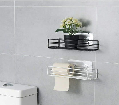 Wrought Iron Bathroom Shelf - Wall-Mounted Shower Gel Storage Rack - ZOOMNSTORE