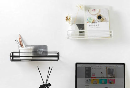 Wrought Iron Bathroom Shelf - Wall-Mounted Shower Gel Storage Rack - ZOOMNSTORE