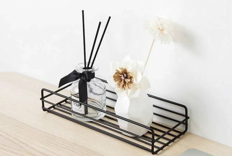 Wrought Iron Bathroom Shelf - Wall-Mounted Shower Gel Storage Rack - ZOOMNSTORE