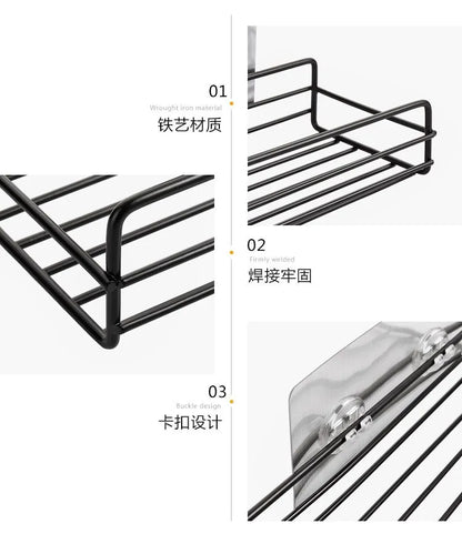 Wrought Iron Bathroom Shelf - Wall-Mounted Shower Gel Storage Rack - ZOOMNSTORE