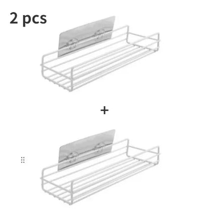 Wrought Iron Bathroom Shelf - Wall-Mounted Shower Gel Storage Rack - ZOOMNSTORE