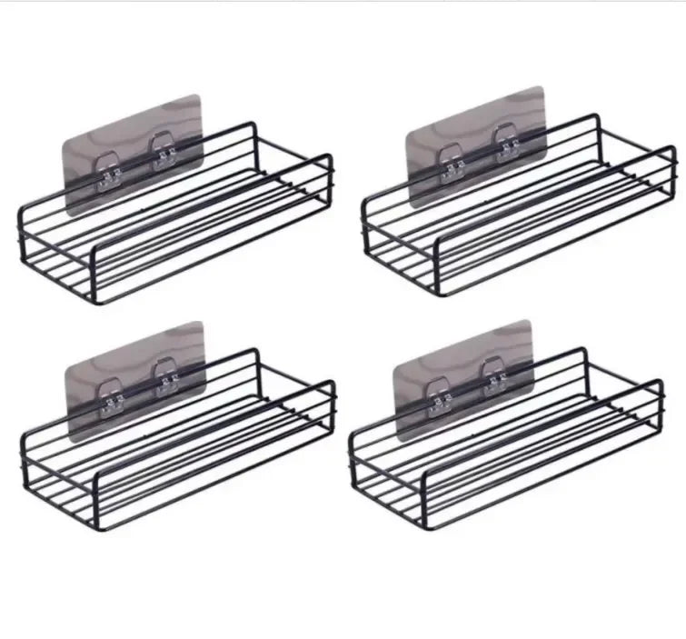 Wrought Iron Bathroom Shelf - Wall-Mounted Shower Gel Storage Rack - ZOOMNSTORE