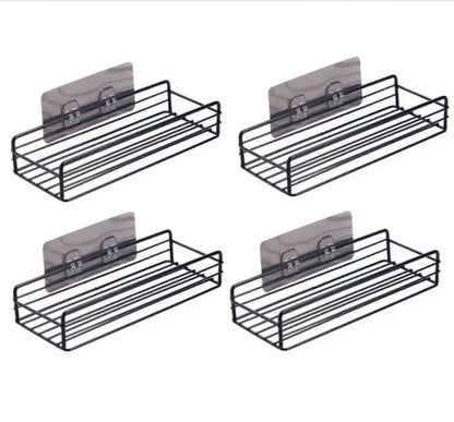 Wrought Iron Bathroom Shelf - Wall-Mounted Shower Gel Storage Rack - ZOOMNSTORE