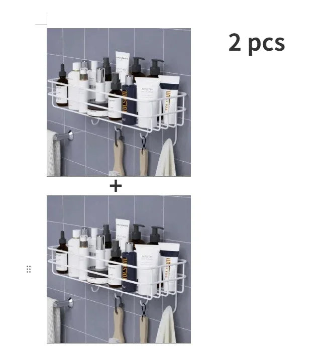 Wrought Iron Bathroom Shelf - Wall-Mounted Shower Gel Storage Rack - ZOOMNSTORE