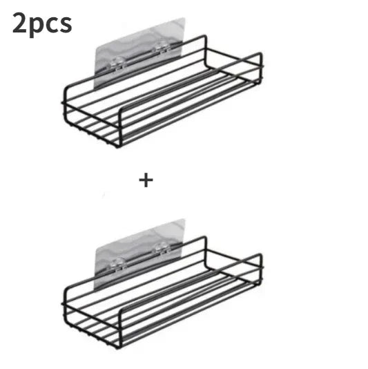 Wrought Iron Bathroom Shelf - Wall-Mounted Shower Gel Storage Rack - ZOOMNSTORE