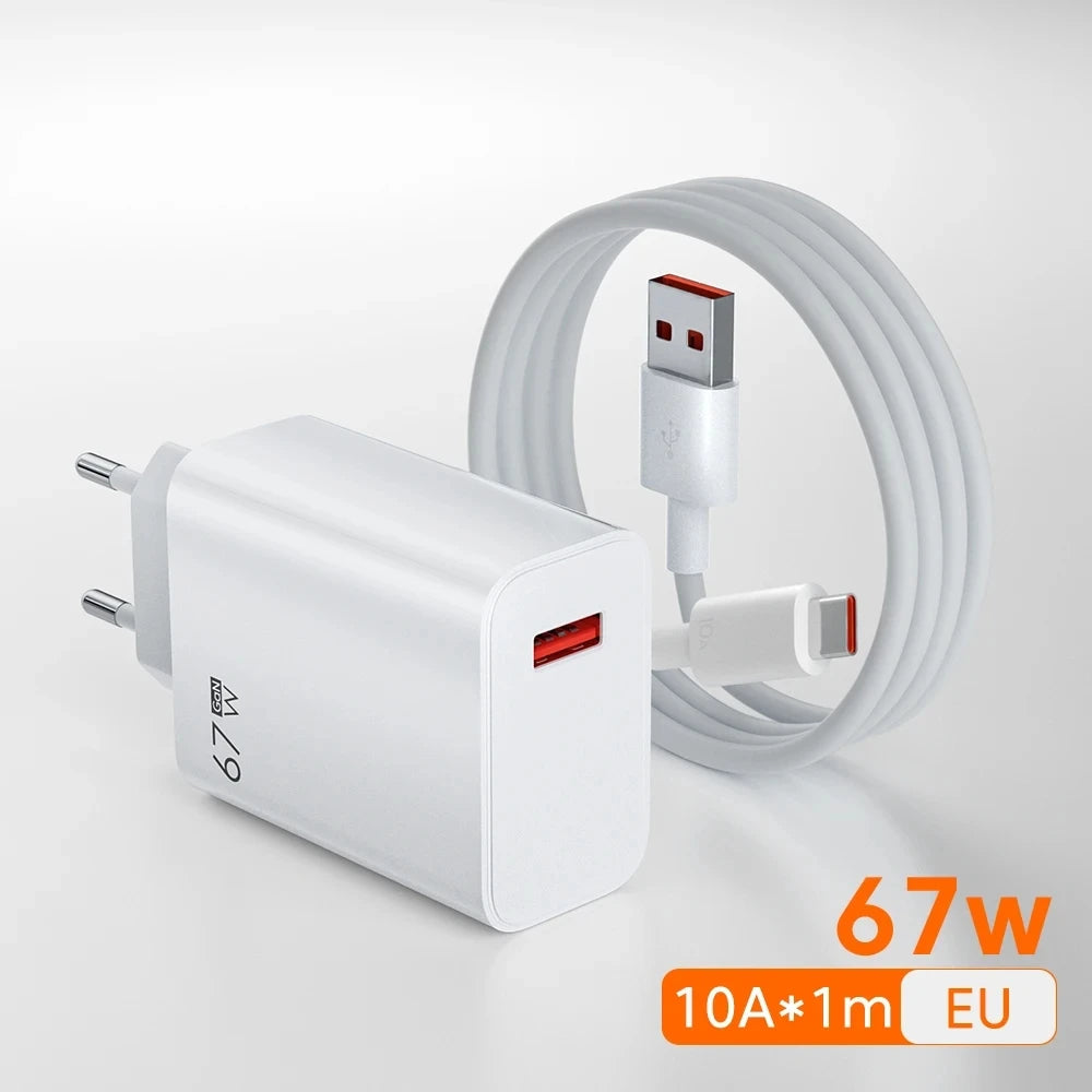 Xiaomi 67W Charger Turbo Fast Charge EU/US Adapter Usb Type C Cable For Redmi Note Pro Mi 13 Lite K60 K60E K50 CIVI 3 2 - ZOOMNSTORE