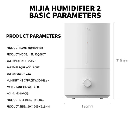 Xiaomi Mijia Humidifier 2 - 4L Large Capacity Low Noise Humidity Control - ZOOMNSTORE