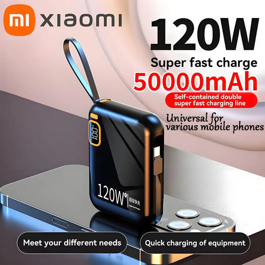 Xiaomi 50000mAh Power Bank 120w Detachable Usb To Type C Cable Two-way Fast Charger Mini Powerbank For Iphone Xiaomi Samsung - ZOOMNSTORE