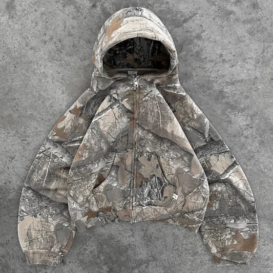 Y2K Camo Hoodie - Retro Zip-Up Sweatshirt for Men and Women Oversized Streetwear - ZOOMNSTORE