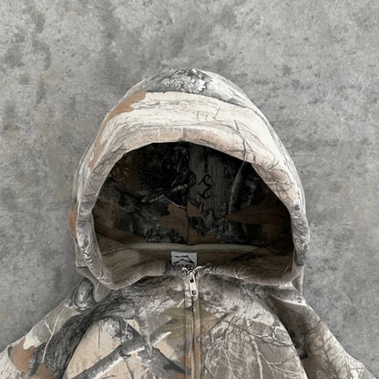 Y2K Camo Hoodie - Retro Zip-Up Sweatshirt for Men and Women Oversized Streetwear - ZOOMNSTORE