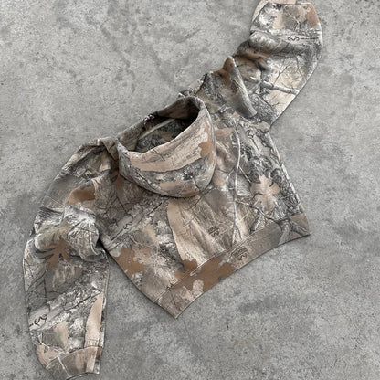 Y2K Camo Hoodie - Retro Zip-Up Sweatshirt for Men and Women Oversized Streetwear - ZOOMNSTORE
