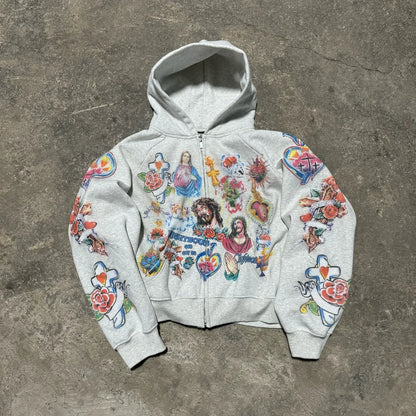 Y2K Casual Hoodie - Womens Zipper Cardigan with Geometric Print - ZOOMNSTORE