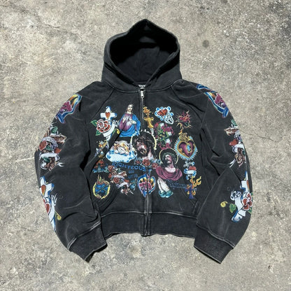 Y2K Casual Hoodie - Womens Zipper Cardigan with Geometric Print - ZOOMNSTORE