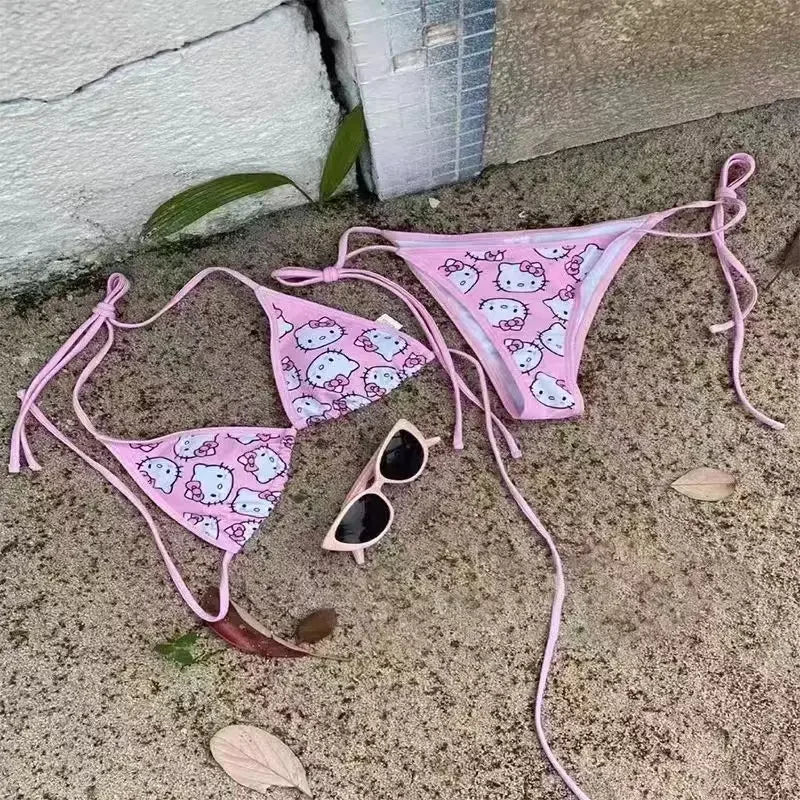 Y2K Hello Kitty Bikini Set - Anime Swimsuit for Women Sexy Beachwear - ZOOMNSTORE