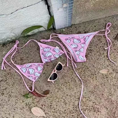 Y2K Hello Kitty Bikini Set - Anime Swimsuit for Women Sexy Beachwear - ZOOMNSTORE