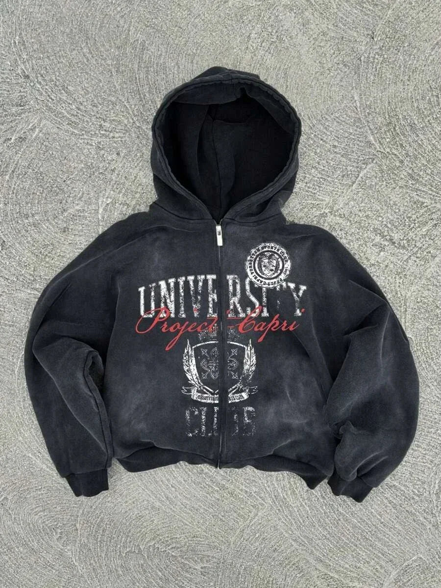 New Trend Hoodie Y2K Personalized Printed Sweatshirt Men's Harajuku Jacket Gothic Zipper Casual Sportswear Loose Fashion Hoodie - ZOOMNSTORE