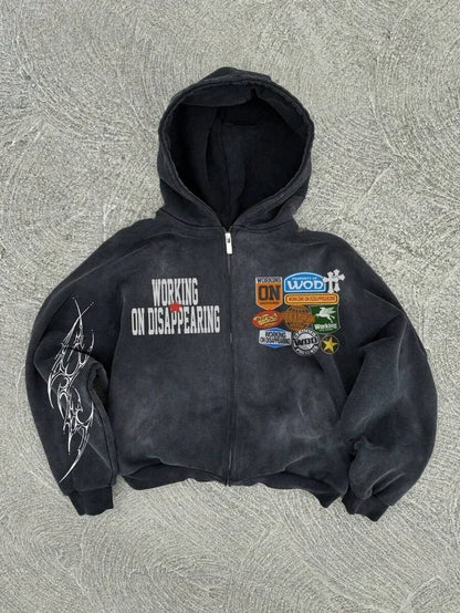 New Trend Hoodie Y2K Personalized Printed Sweatshirt Men's Harajuku Jacket Gothic Zipper Casual Sportswear Loose Fashion Hoodie - ZOOMNSTORE