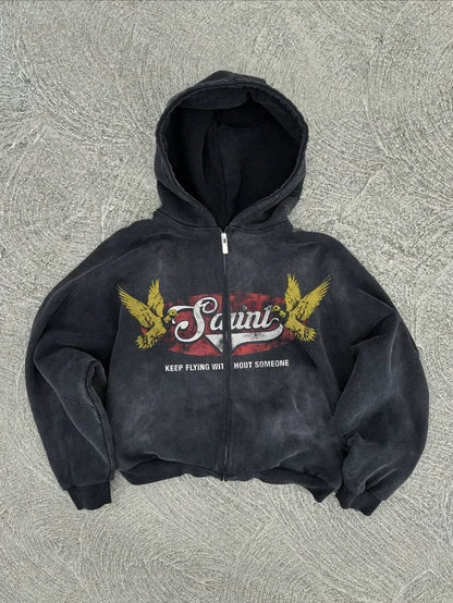 New Trend Hoodie Y2K Personalized Printed Sweatshirt Men's Harajuku Jacket Gothic Zipper Casual Sportswear Loose Fashion Hoodie - ZOOMNSTORE